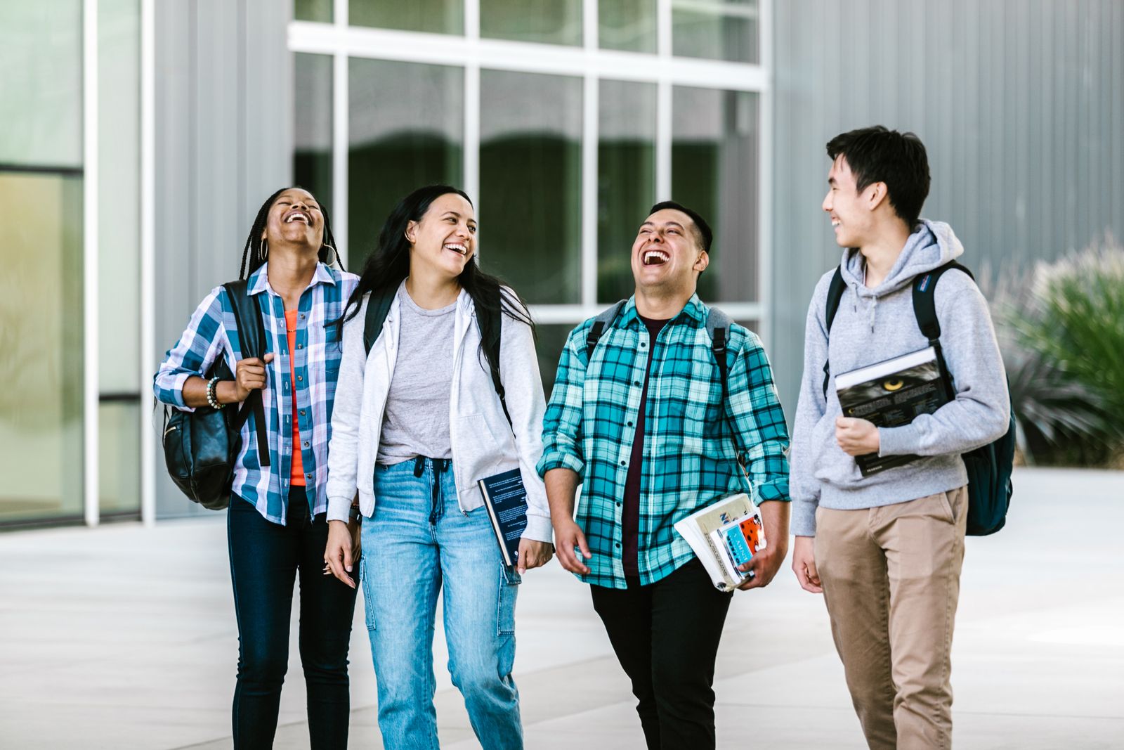 Students walking together on a university campus